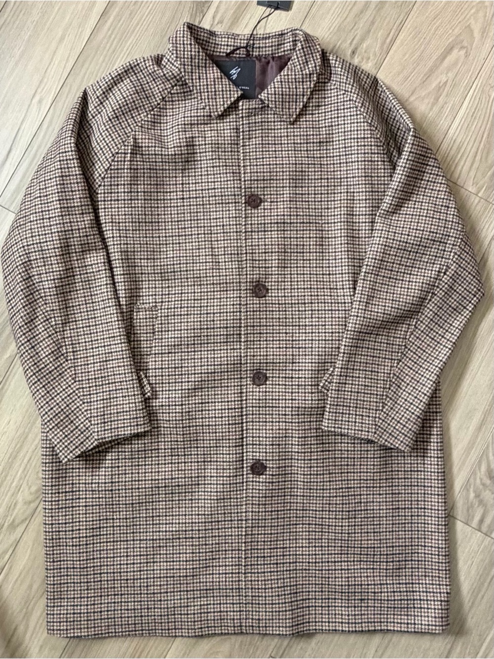 Shaquille O’Neal Houndstooth Burg Tartan 2XL Lined Wool Blend Coat NWT $220 NEW